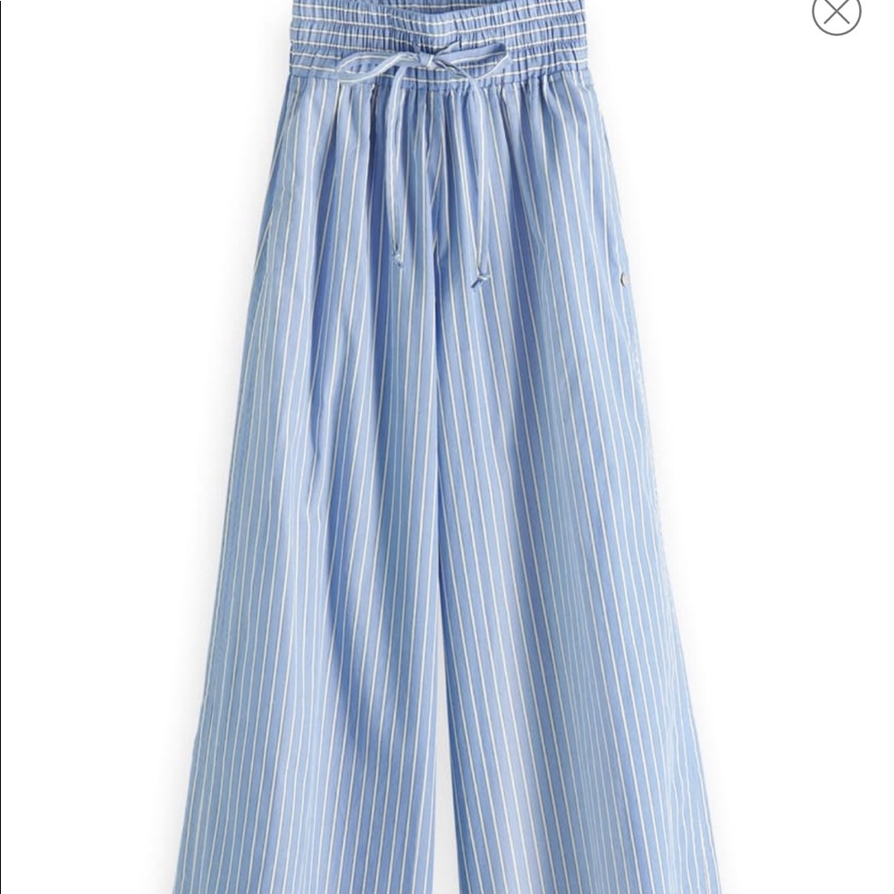 NWT Scotch & Soda XL Striped blue white lightweight  resort style wide leg pants
